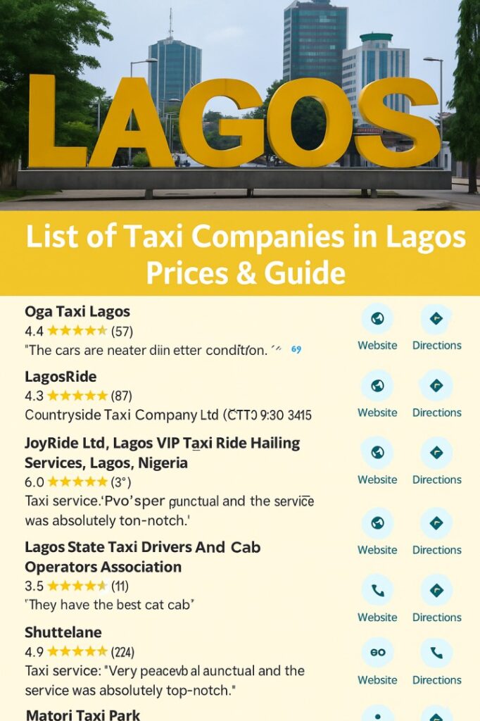 List of Taxi Companies in Lagos Prices & Guide